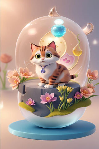 Enchanted Kitty in a Glass Dome 🐱✨
