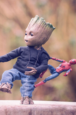 Groot and Spider-Man's Playful Adventure! 🌳🕷️
