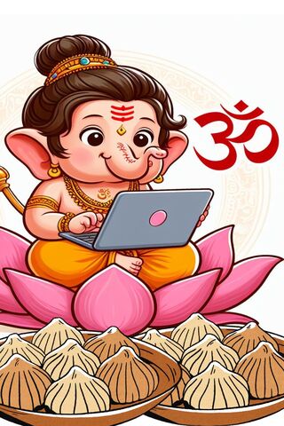 Bal Ganesh On Laptop