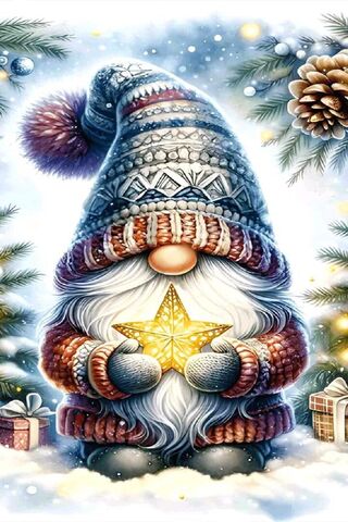 Magical Winter Gnome Holding a Star ✨🎄