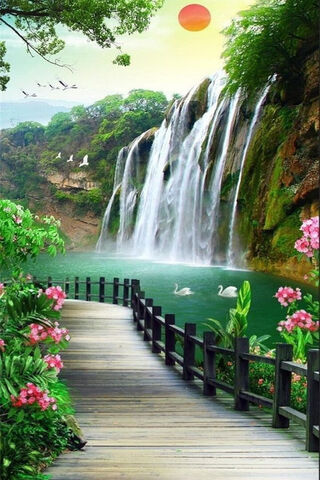 Serene Waterfall Escape 🌊🌸