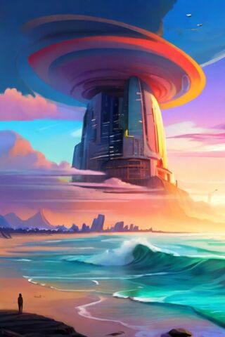 Futuristic Beachscape 🌊🏙️