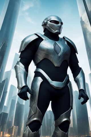 Futuristic Hero in Silver Armor 🦸‍♂️✨