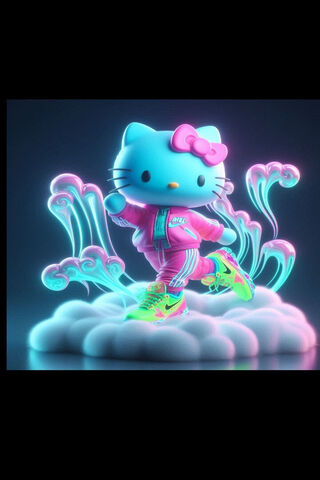 Neon Adventure with Hello Kitty! 🌈✨