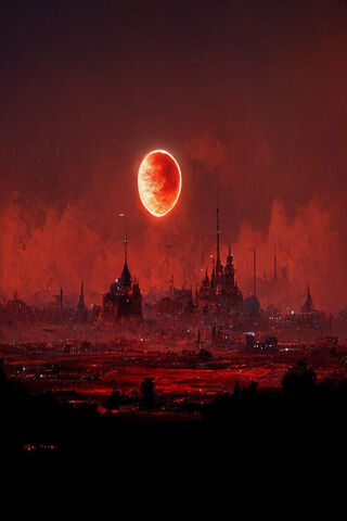 Crimson Nightfall: A City Awash in Red