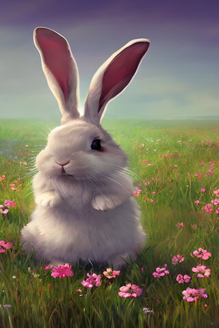 Adorable Bunny in a Flo..