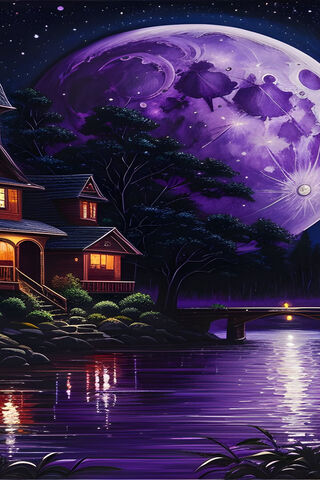 Cabin and Moon