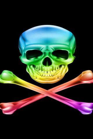 Colorful Skull and Cros..
