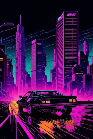 Neon Dreams: Retro Ride in a Futuristic City 🌆🚗