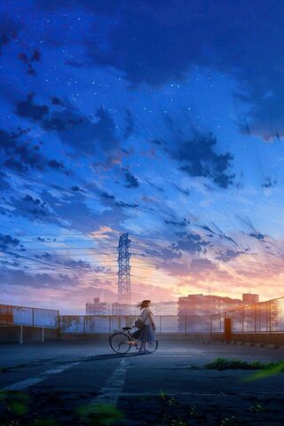 Cyclist In Sunset