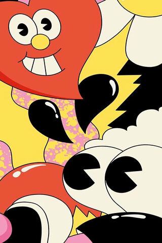 Colorful Cartoon Hearts and Flowers 🌼❤️