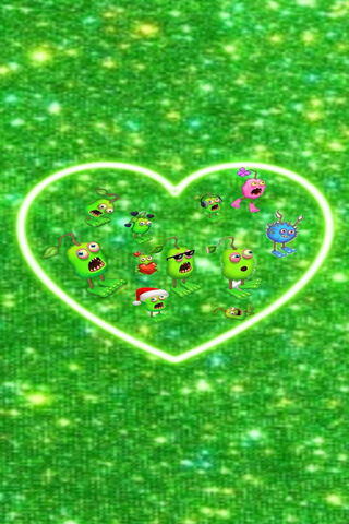 Cute Green Monsters in a Heart 💚👾