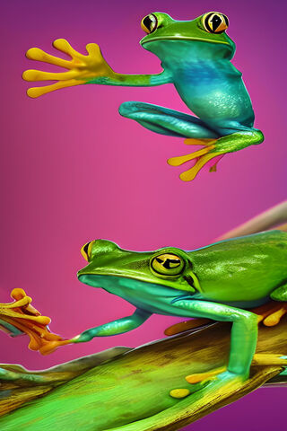Colorful Frogs in Actio..