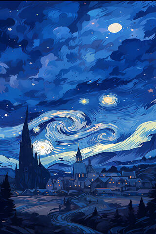 Starry Night Over the Village 🌌✨