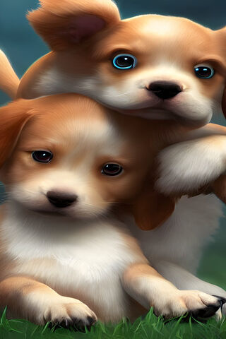 Adorable Puppy Duo 🐶❤️