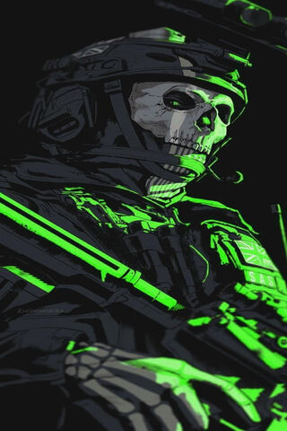 Ghostly Guardian: The Neon Warrior 💀🔫