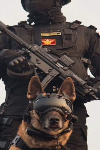 Brave Companions: K9 and Officer in Action 🐾💪