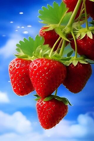Juicy Strawberries Under a Blue Sky 🍓☁️
