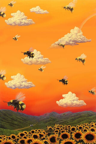 Golden Horizons: A Dance of Bees