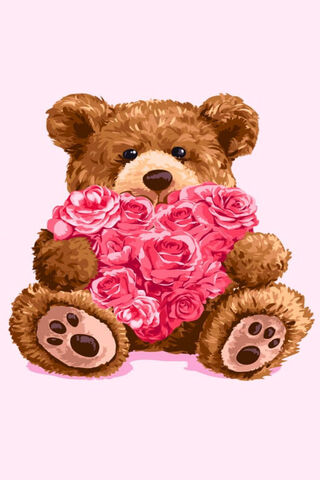 Adorable Bear with a Heart of Roses 🌹🐻