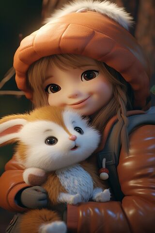 Anime Girl With Rabbit