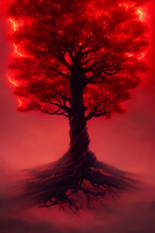 Enchanted Crimson Tree 🌳✨
