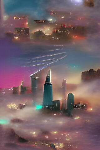 City Rising Above Fog