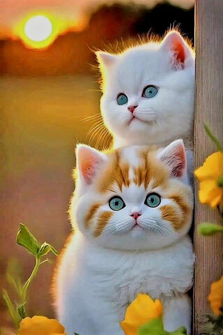 Adorable Kittens at Sunset 🌅🐾