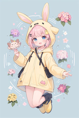 Cute Bunny Girl in Spring 🌸🐰
