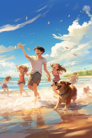 Joyful Beach Day 🌊🐾