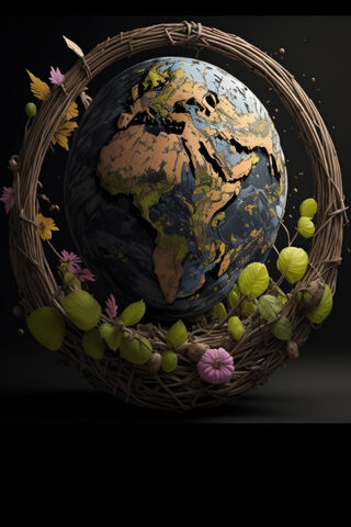 🌍 Nature's Embrace: A Whimsical Earth