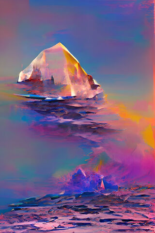 Crystal Dreams: A Surreal Iceberg 🌈❄️