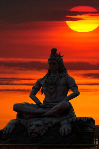 Serene Sunset with Lord Shiva 🌅🕉️