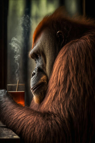 A Moment of Reflection 🍵🐒