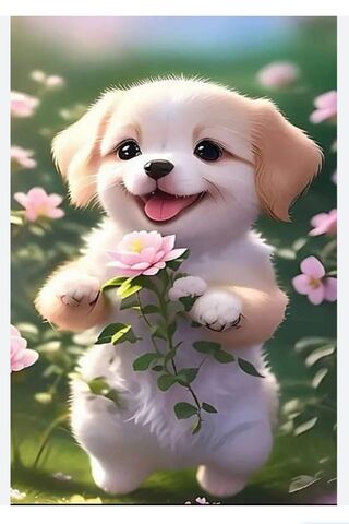 Adorable Puppy in a Flo..