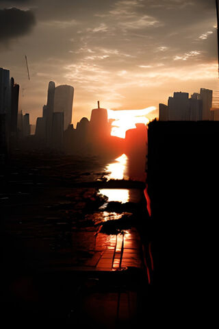 Sunset Over a Cityscape..