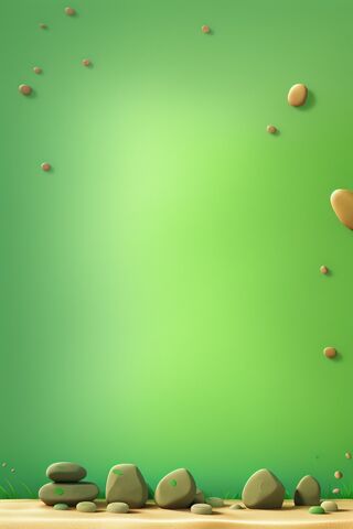 Sand Green Pebbles Rocks.