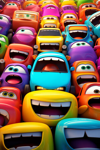 Joyful Rides: The Colorful World of Talking Cars 🚗✨
