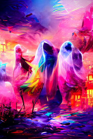 Ethereal Spirits in a Colorful Realm 🌈👻