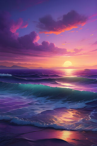 4k Purple Sunset Ocean