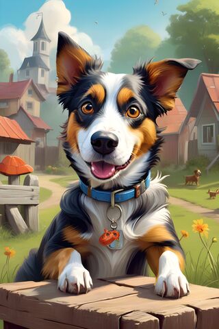 Happy Pup in a Charming..