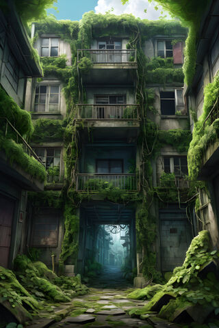 green window building