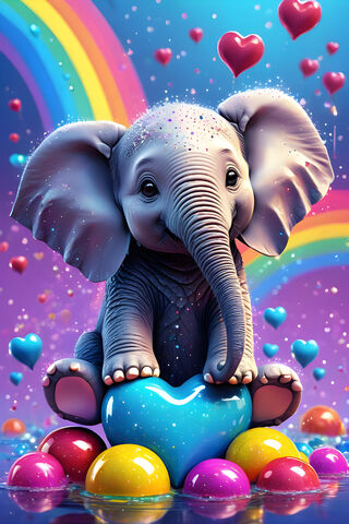 A Baby Elephant With A Bunch Of Colorful Eggs