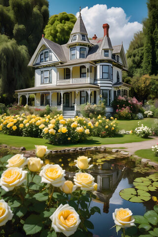 A House With A Pond In Front Of It