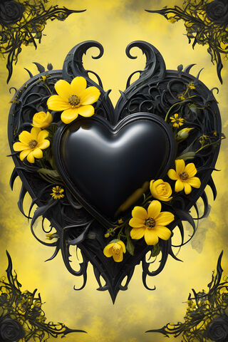 A Black Mask With Yellow Flowers