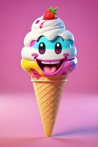A Ice Cream Cone With A Face
