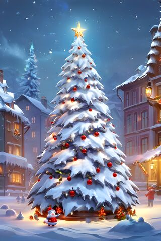 A Christmas Tree With Lights and Decorations