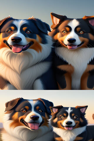 Happy Pups Enjoying the Sunset 🌅🐶