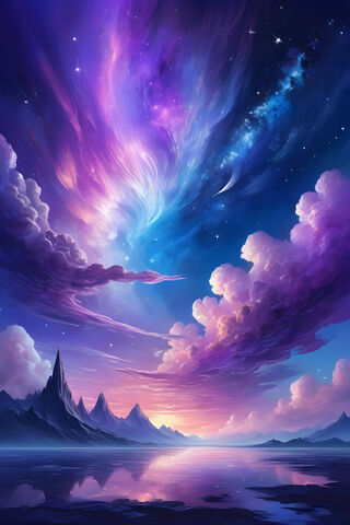 A Colorful Sky With Clouds and Stars