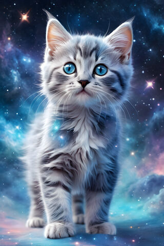 A Galaxy Kitten With Bl..